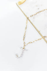 Gold/Pearl/Chain Linked Letter Necklace-Multiple Options