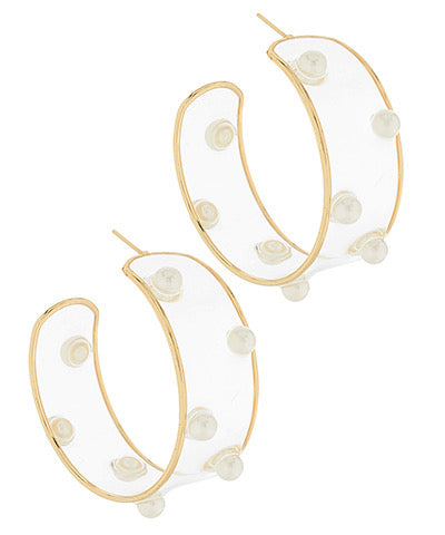 Pearls on Clear Hoops