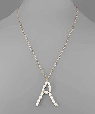 Pearl Initial Necklace-Multiple Options