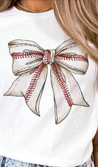 Girly Baseball Bow Coquette Graphic Tee