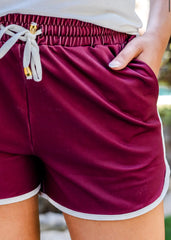 True Maroon Drawstring Athletic Shorts