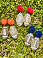 Pom Pom Football Earrings - 3 Colors