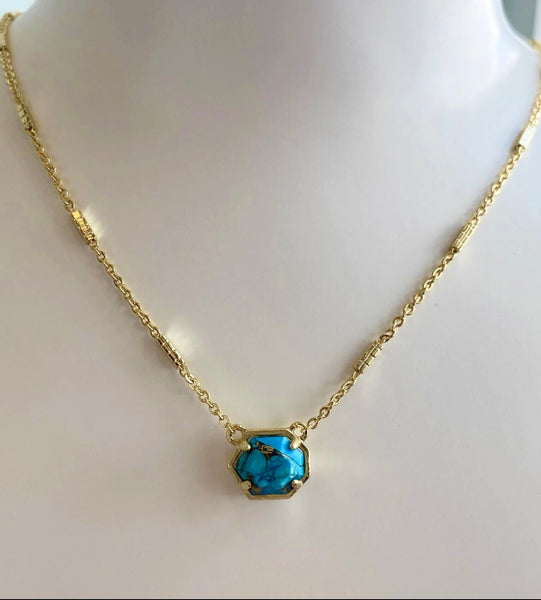 Kendra Scott Mabel Necklace Gold with Bronze Veined Turquoise