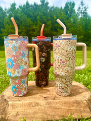 Simply Southern Fall Patterned Tumblers- 40 oz with Straw
