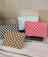 Checkered Makeup Bag - 4 Colors