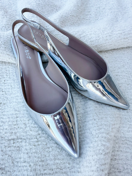 Assert Sling Back Flats-Silver