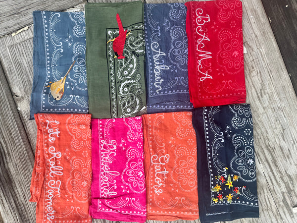 Embroidered Bandanas - Different colors and Stitches