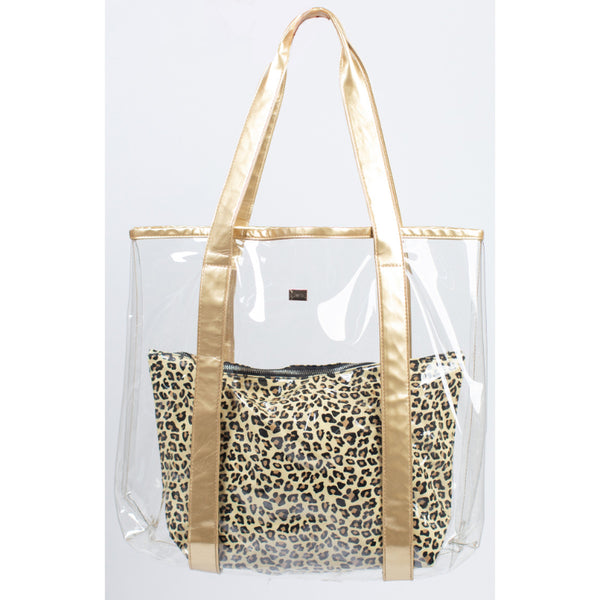 Jane Marie Leopard and Clear Tote Set