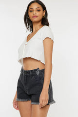 Bobbie Denim Shorts-Dark Grey