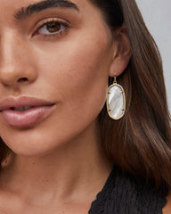 Kendra Scott Elle Gold Drop Earrings in Ivory Mother-of-Pearl