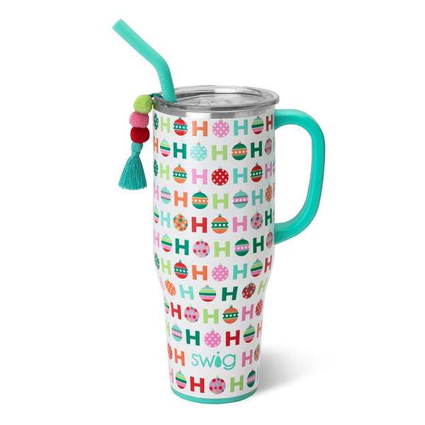 Mary Square Joyful Merry Happy Colorful 24 Ounce Acrylic Travel Tumbler with Straw