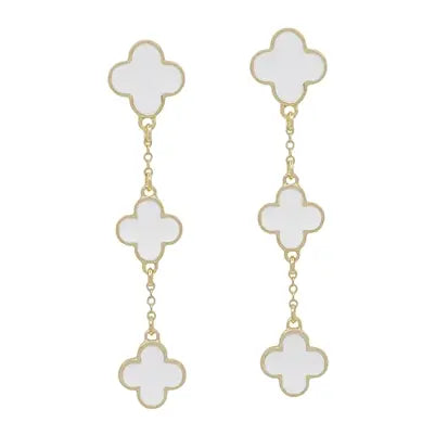 White Clover Dangle Earrings