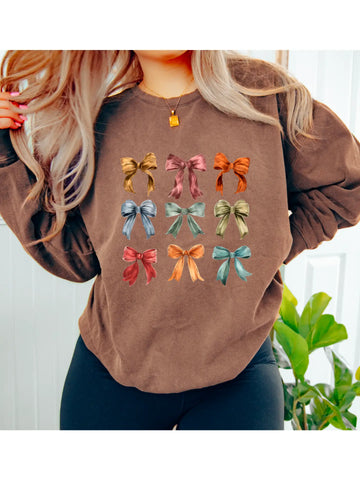 Fall Coquette Colorful Bows Sweatshirt