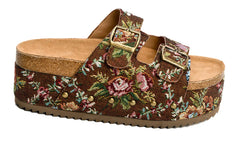 Wannabe Flatform Sandal | Rust Brocade Floral