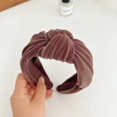 Corduroy Metallic Detail Wide Knot Headband - 4 Colors