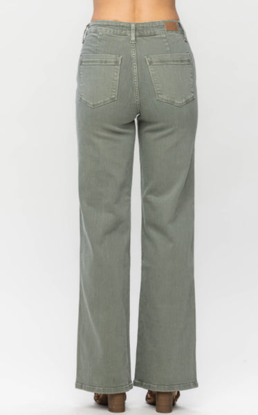 Judy Blue Front Seam Olive Jeans