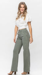 Judy Blue Front Seam Olive Jeans