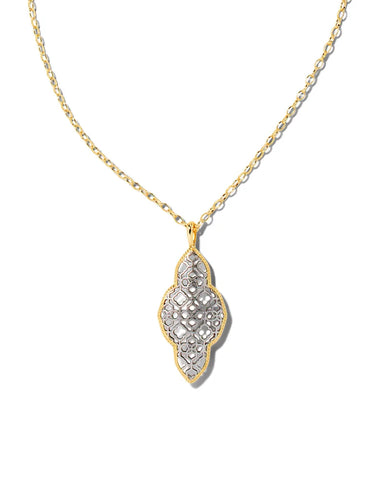 Kendra Scott | Pumpkin Gold Short Pendant Necklace in Ivory Mother-of-Pearl