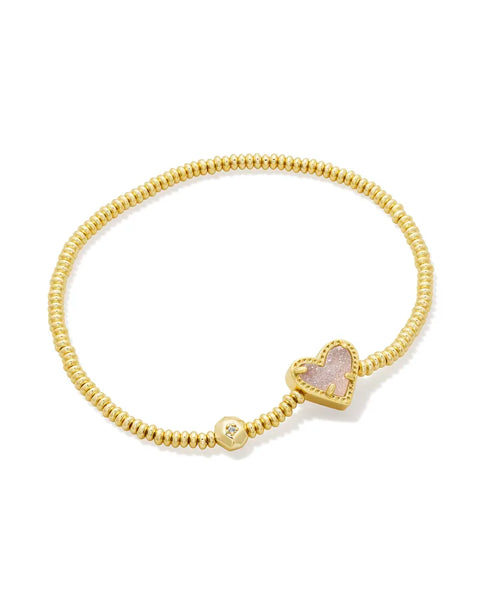 Kendra Scott ARI HEART STRETCH BRACELET - GOLD IRIDESCENT DRUSY