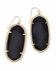 Kendra Scott Danielle Gold Drop Earrings in Black Opaque Glass