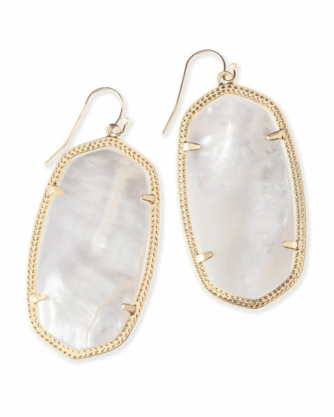 Kendra Scott Danielle Gold Statement Earrings in Ivory Mother-of-Pearl