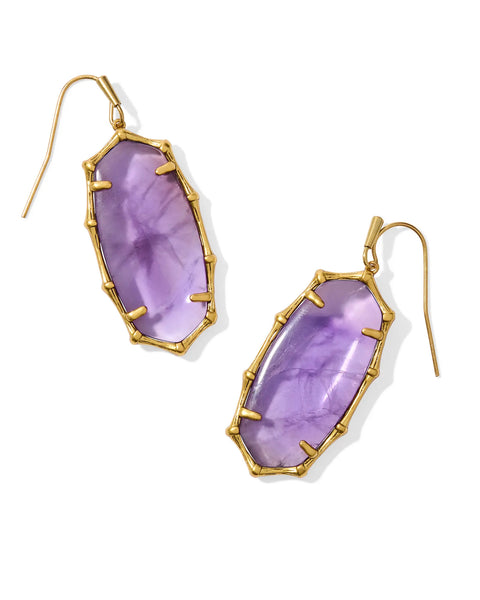 Kendra Scott Elle Vintage Gold Bamboo Frame Drop Earrings - 3 Colors