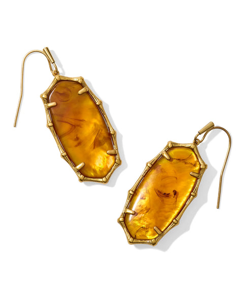 Kendra Scott Elle Vintage Gold Bamboo Frame Drop Earrings - 3 Colors