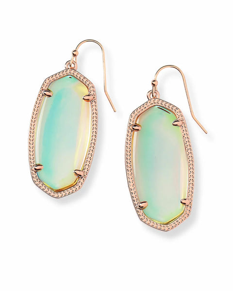 Kendra Scott Elle Rose Gold Drop Earrings in Dichroic Glass