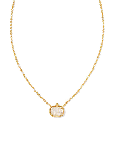 Kendra Scott | Pumpkin Gold Short Pendant Necklace in Ivory Mother-of-Pearl