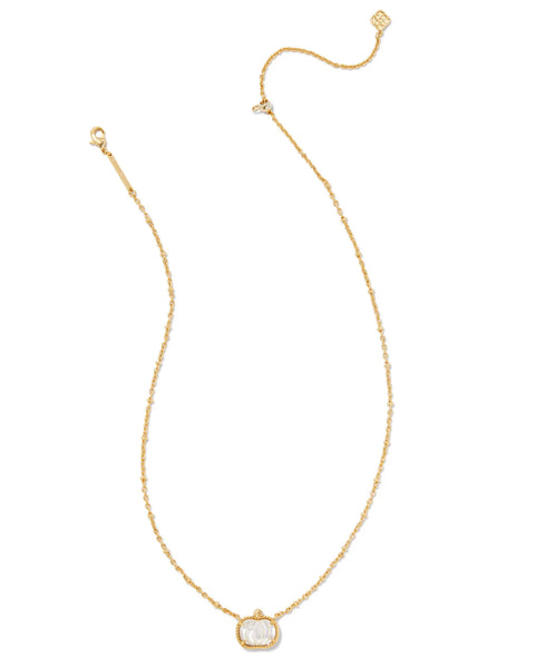 Kendra Scott | Pumpkin Gold Short Pendant Necklace in Ivory Mother-of-Pearl