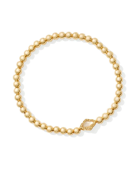 Kendra Scott Abbie Gold Beaded Stretch Bracelet in Natural Mother-of-Pearl