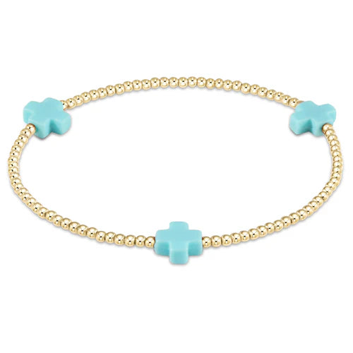 enewton eGirl Signature cross gold pattern 2mm bead bracelet - 7 colors