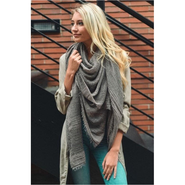 Shredded Open Weave Blanket Scarf